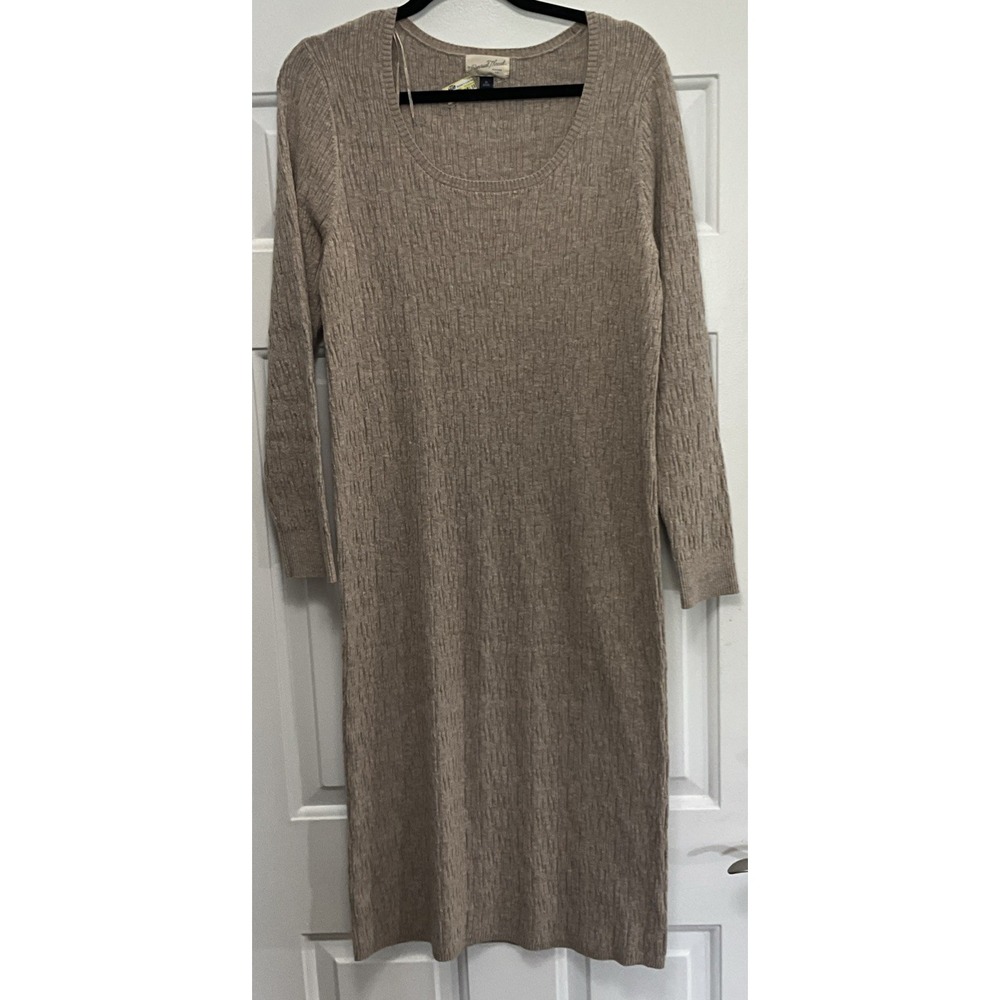 Universal Thread Long Sleeve Textured Midi Sweater Dress Brown/Beige Women's XL